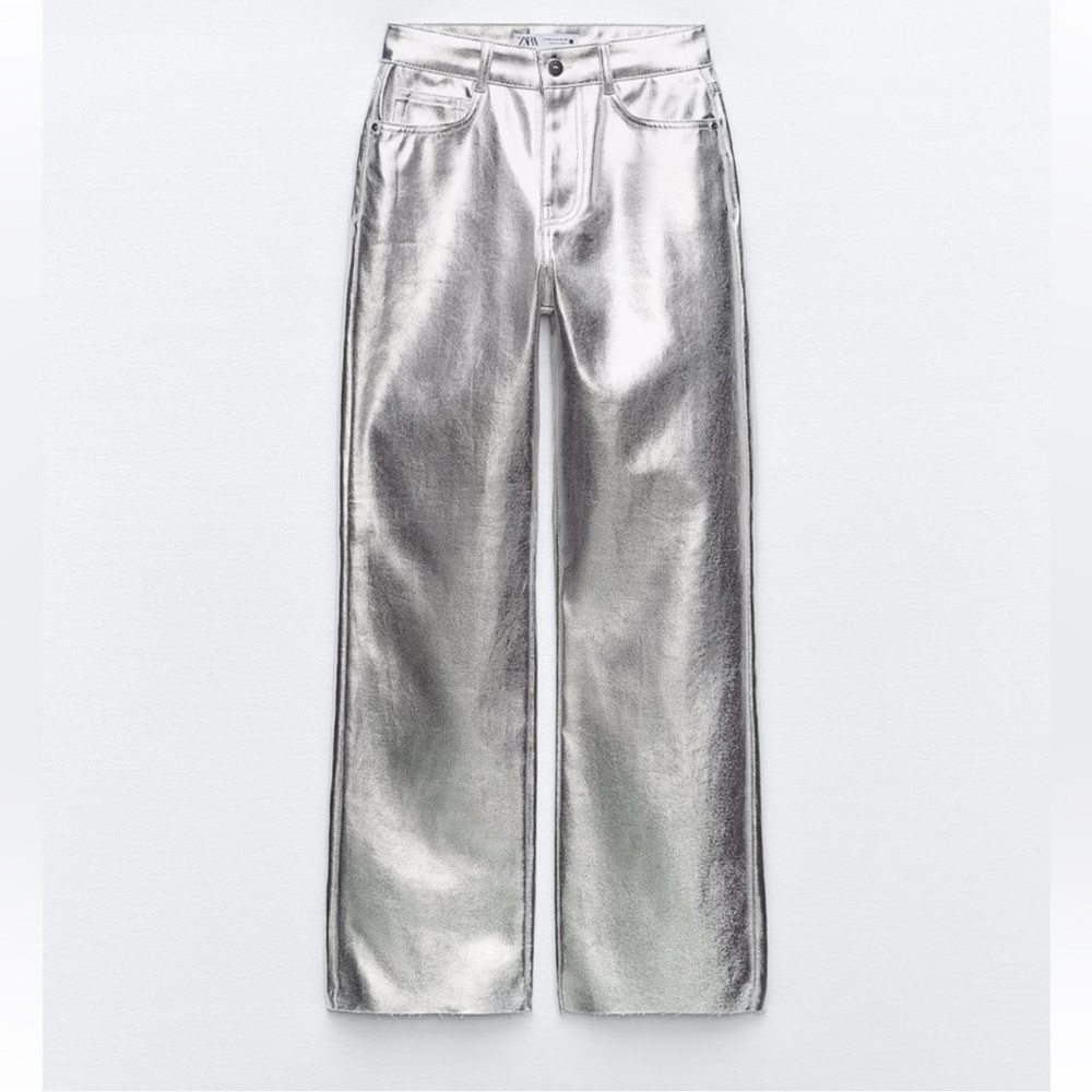 Zara straight leg metallic jean